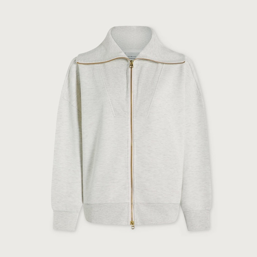 Varley Halley Zip-Through Sweat in Ivory Marl - Picture 5 of 10